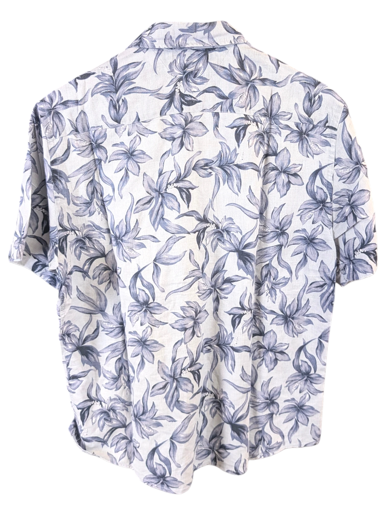 JAKE & IPI Tommy Hilfiger Hawaiian shirt in white with a blue floral print, short sleeves, and a classic collar.