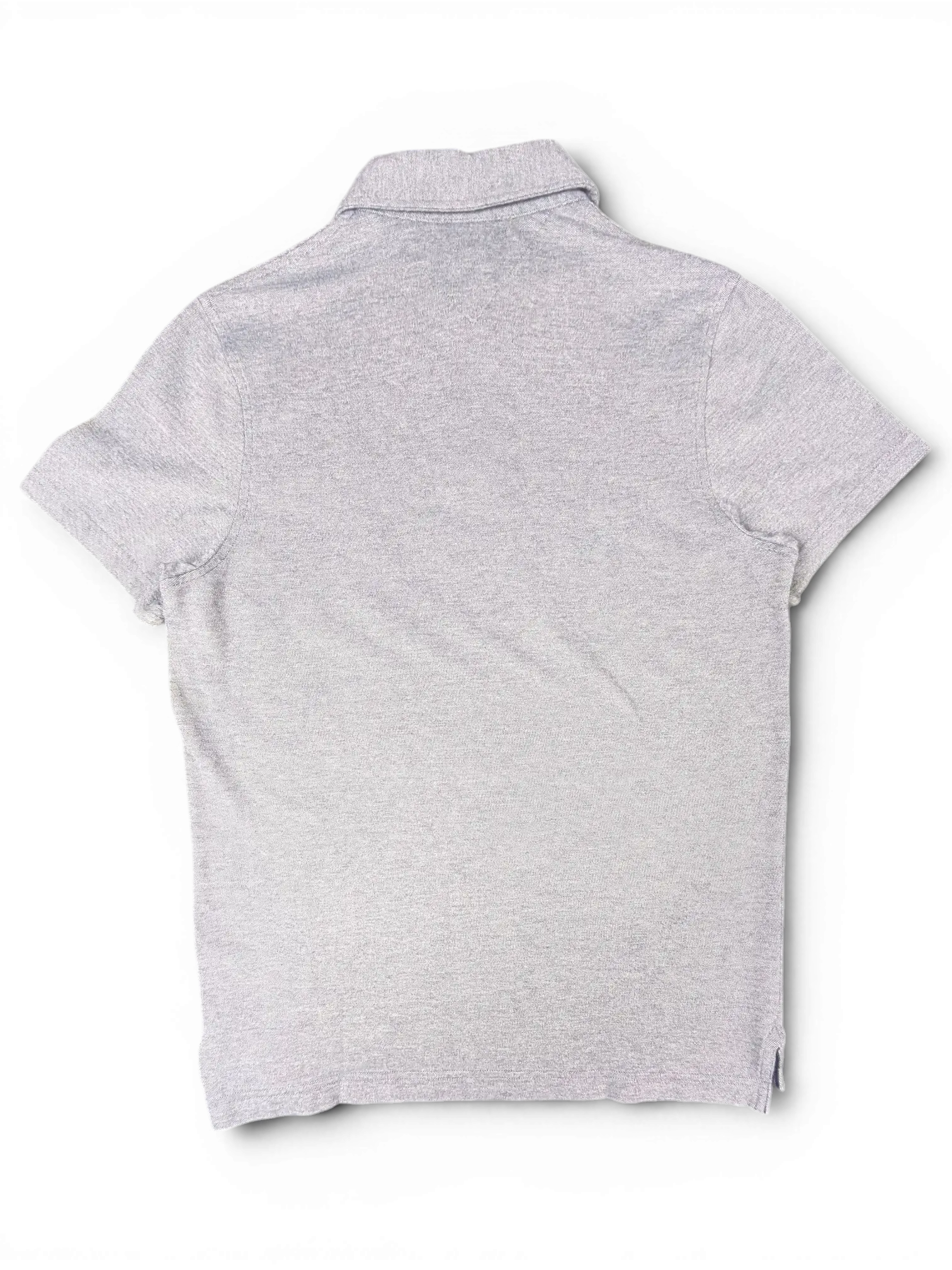 Back view of a JAKE & IPI pre-owned Tommy Hilfiger grey short-sleeve polo shirt with a classic collar.