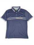 JAKE & IPI pre-owned navy Tommy Hilfiger polo shirt with white piping and chest logo wordmark