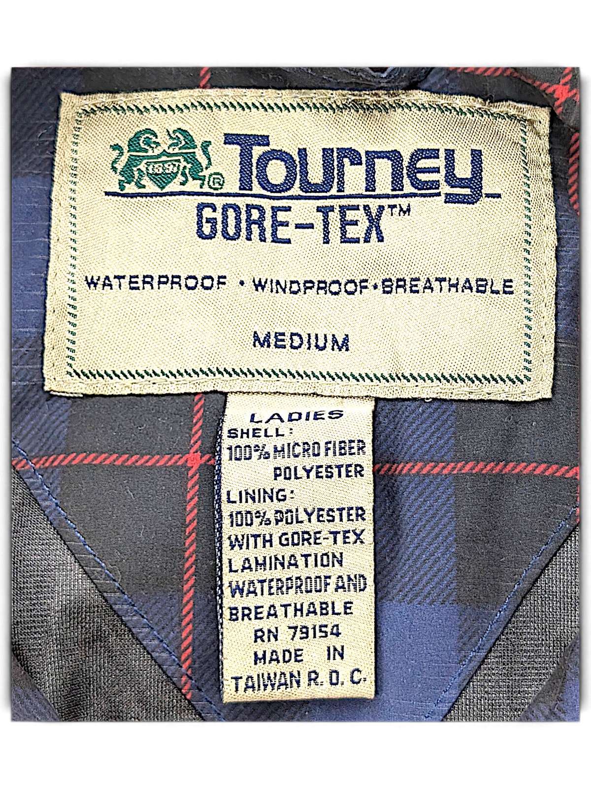 Tourney 1897 Red Gore-Tex Golf Pullover – M; brand, size, composition or care-label detail (image 5 of 5).