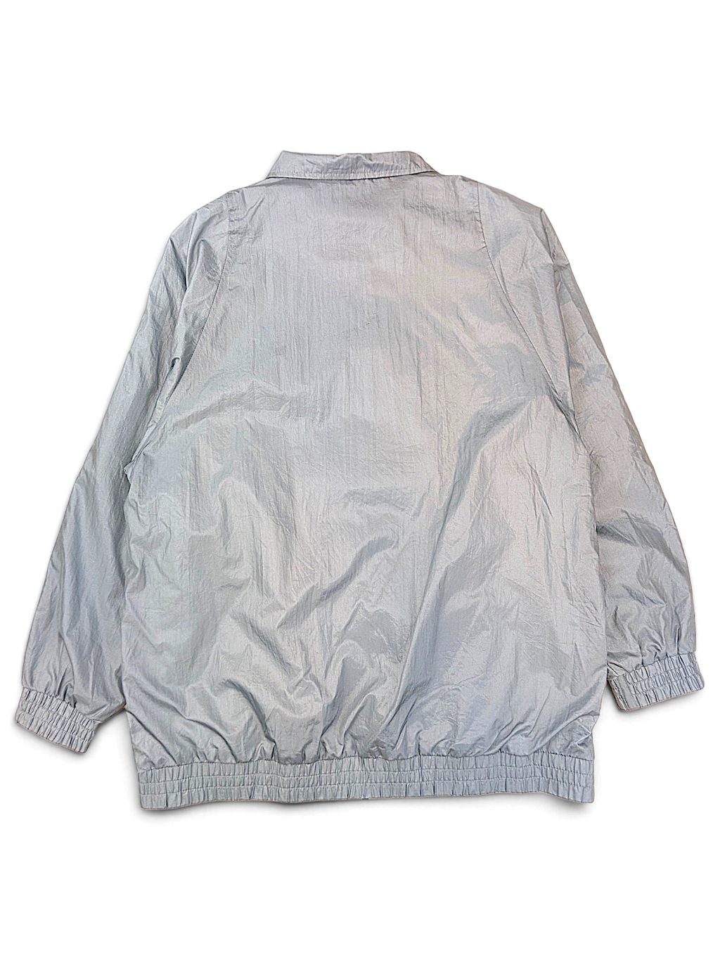 Tudor Court Light Grey Snap Front Jacket; Back view with elasticated cuffs and hem.