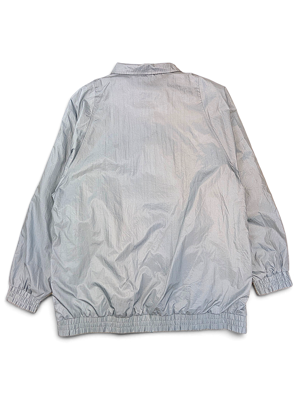 Tudor Court Light Grey Snap Front Jacket; Back view with elasticated cuffs and hem.