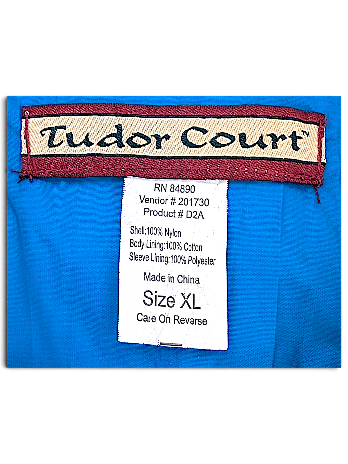 Tudor Court Blue Lightweight Jacket; Internal brand and size XL label.