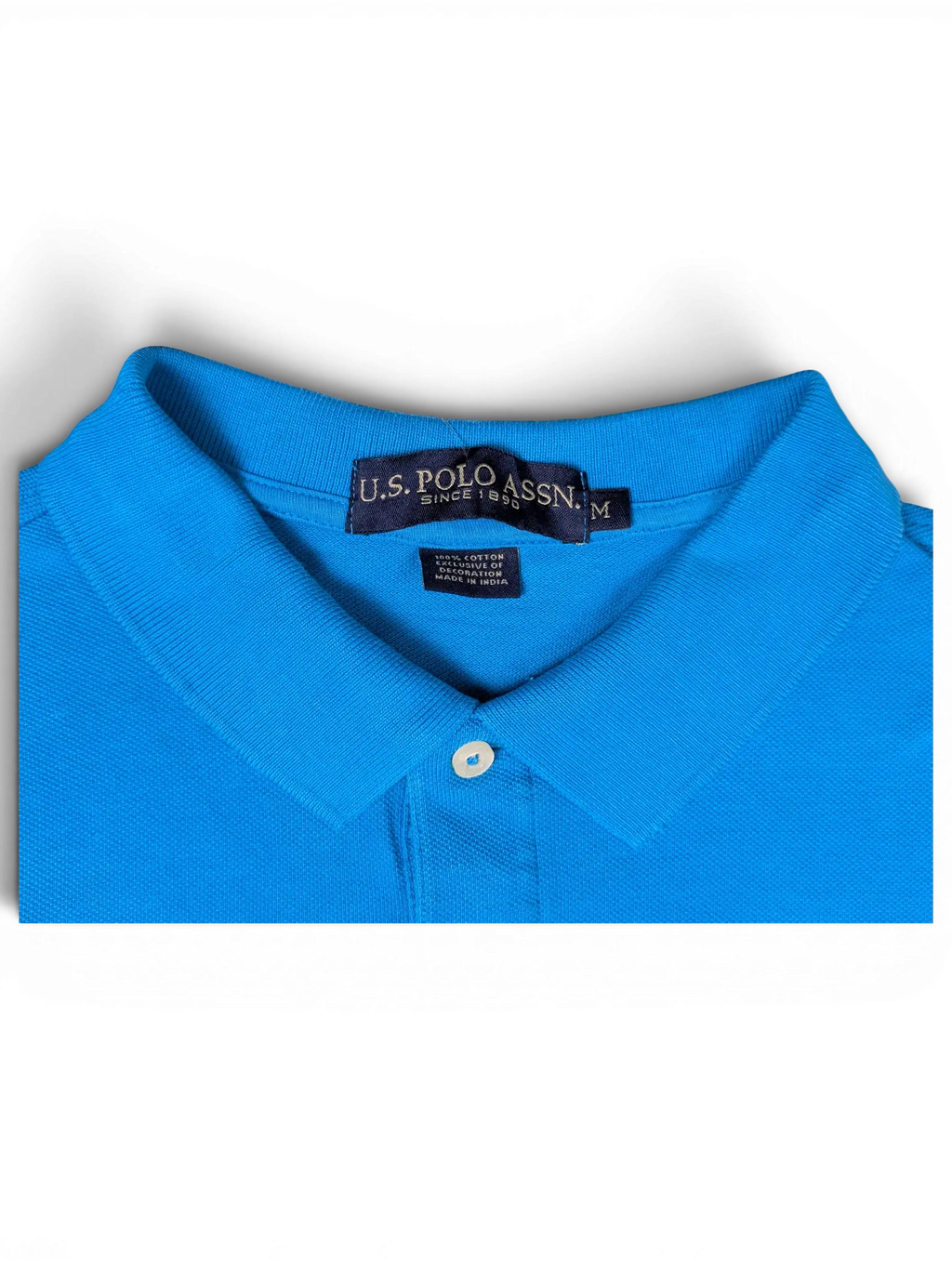JAKE & IPI pre-owned turquoise cotton polo shirt with U.S. Polo Assn. collar tag and button detail