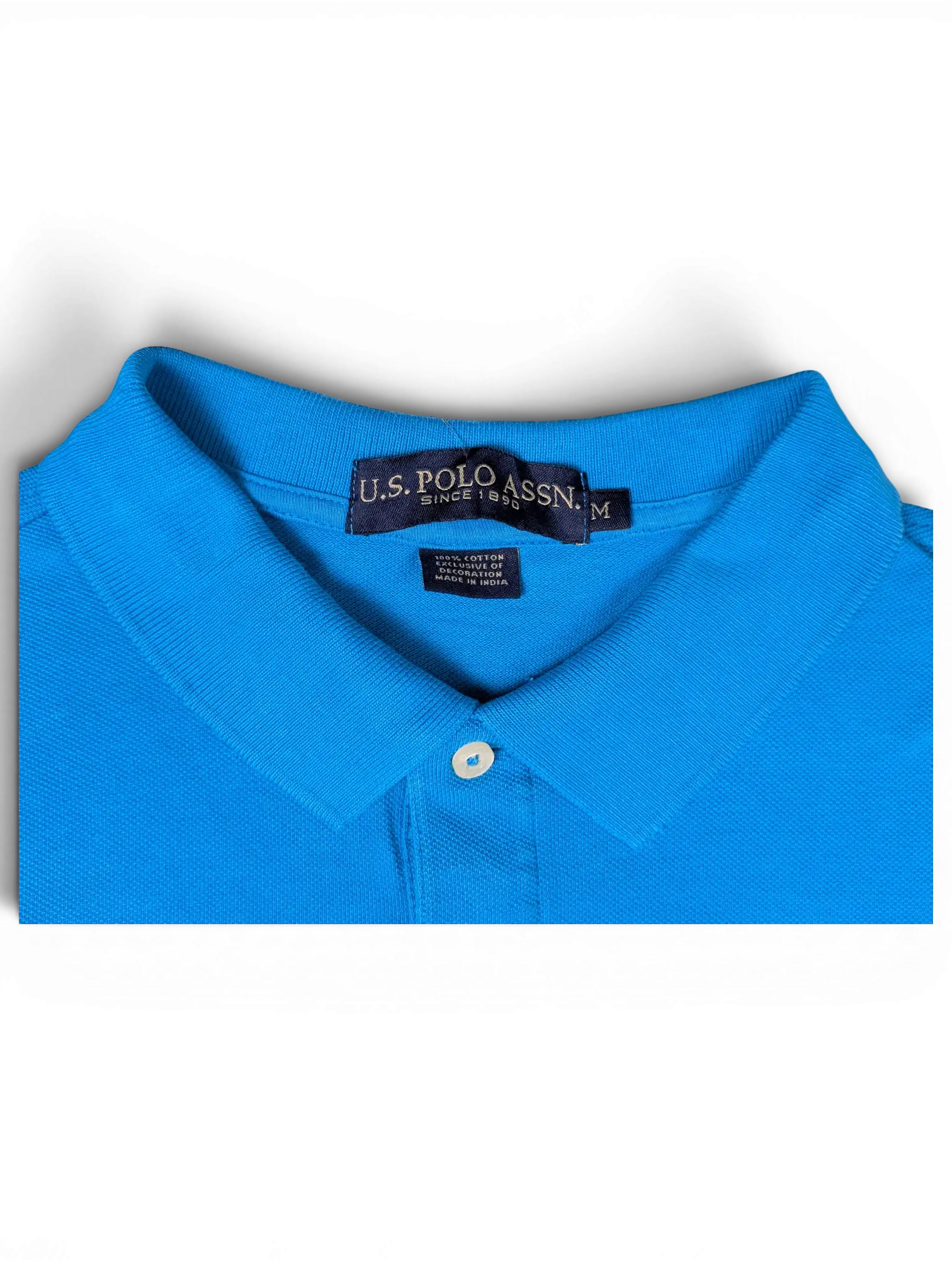 JAKE & IPI pre-owned turquoise cotton polo shirt with U.S. Polo Assn. collar tag and button detail