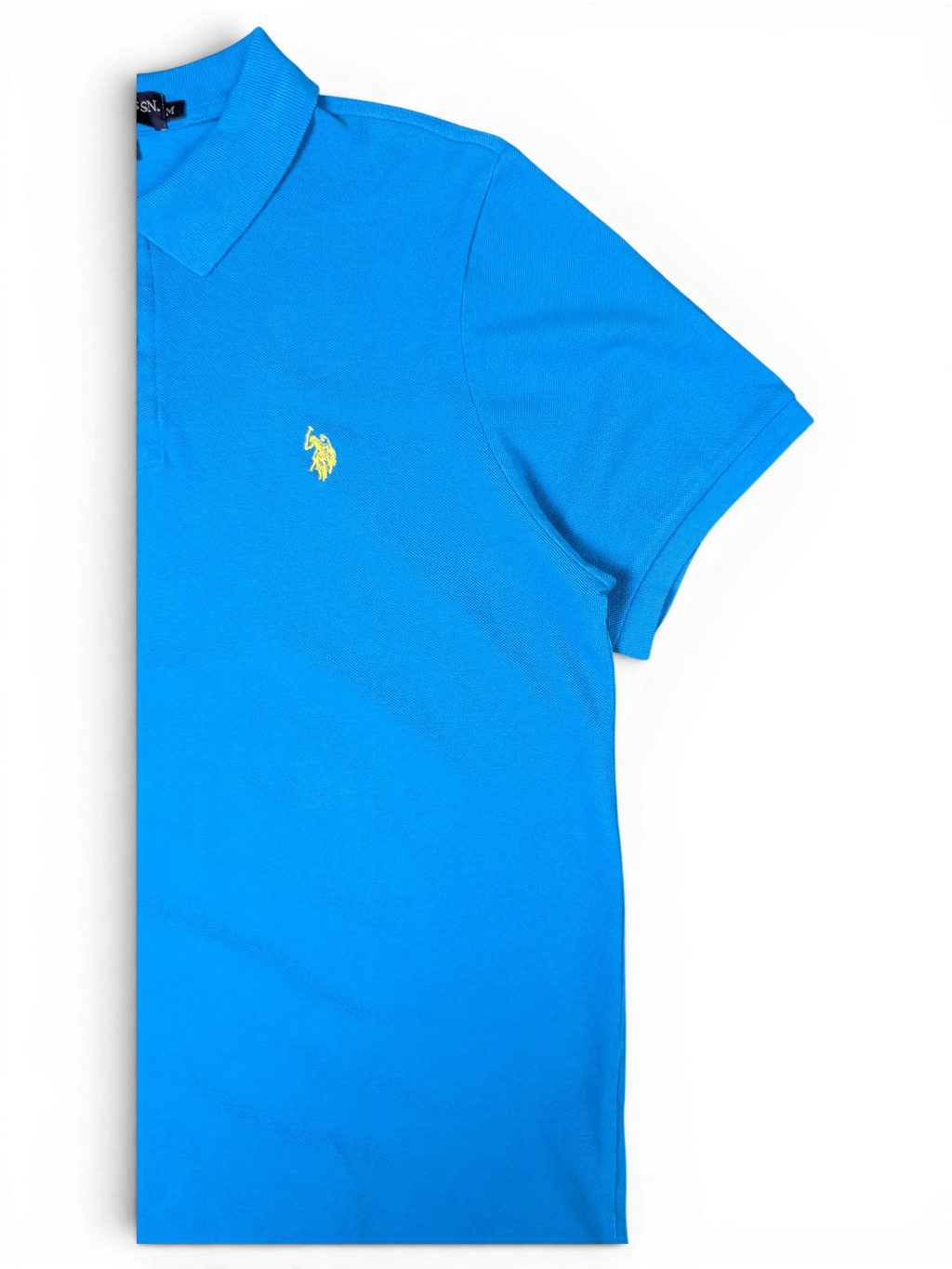 JAKE & IPI pre-owned turquoise U.S. Polo Assn. polo shirt with a contrasting yellow embroidered player logo