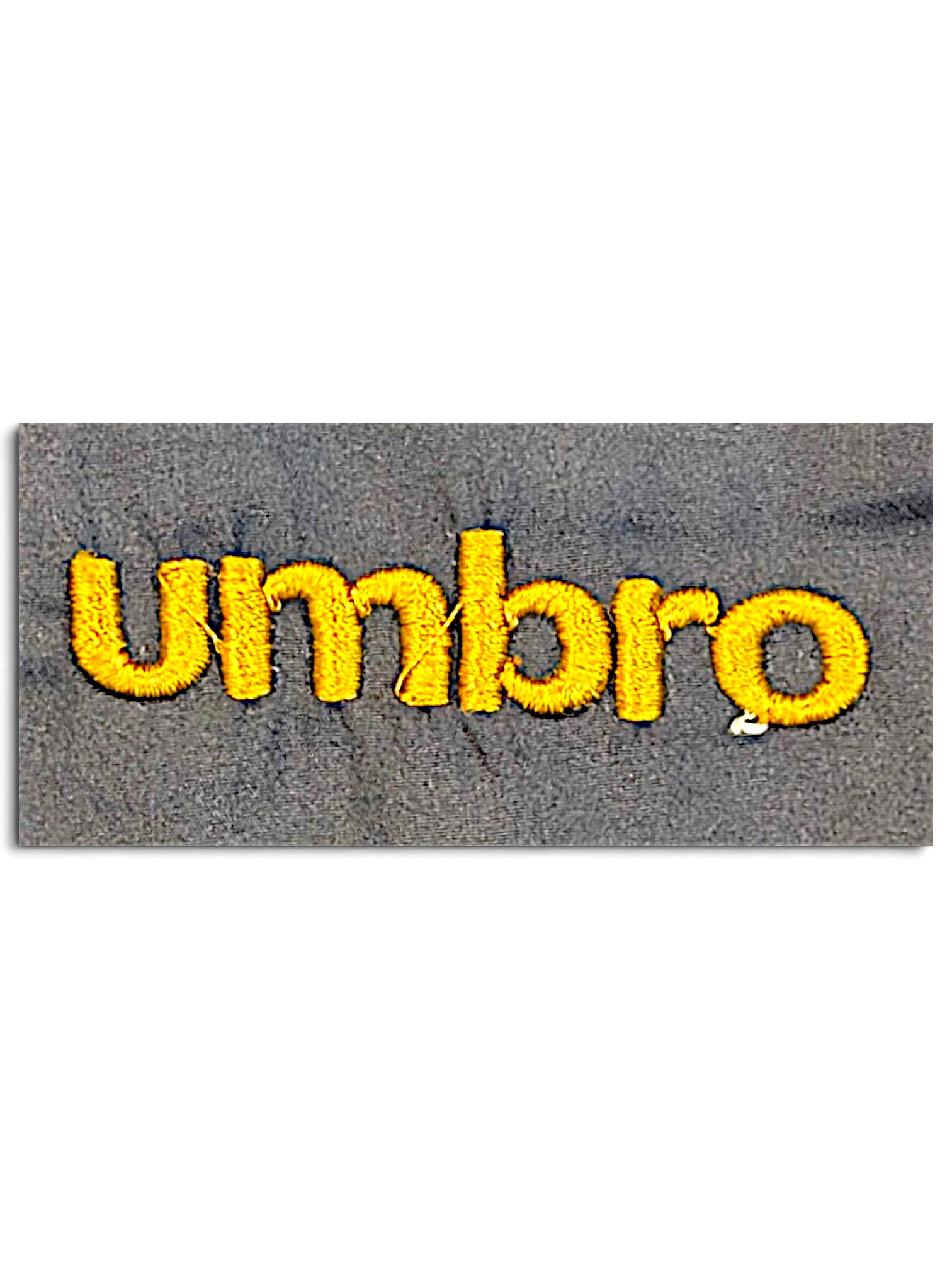 JAKE & IPI Umbro navy track pants featuring a yellow embroidered logo detail