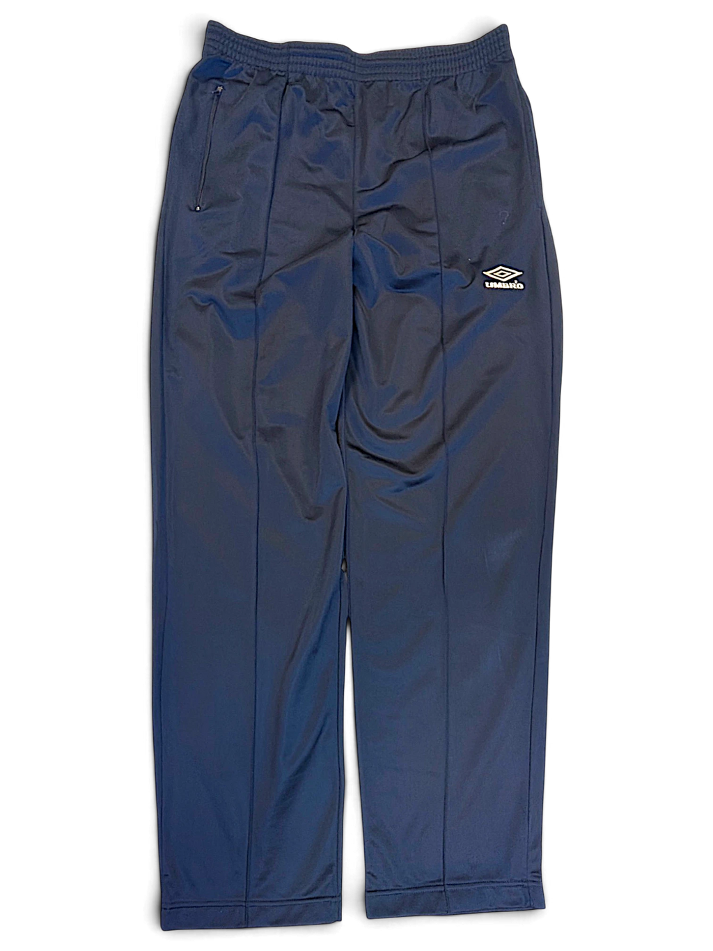 JAKE & IPI pre-owned navy Umbro track pants with an elasticated waist and embroidered logo detail.