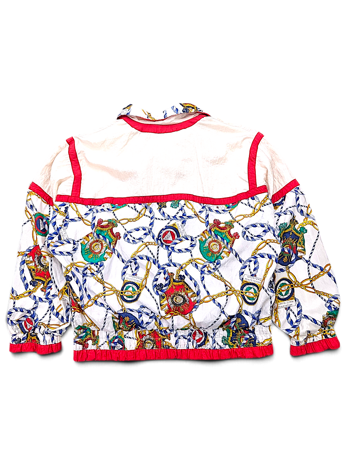 Lavon White Baroque Chain Print Windbreaker – M; back view (image 2 of 4).