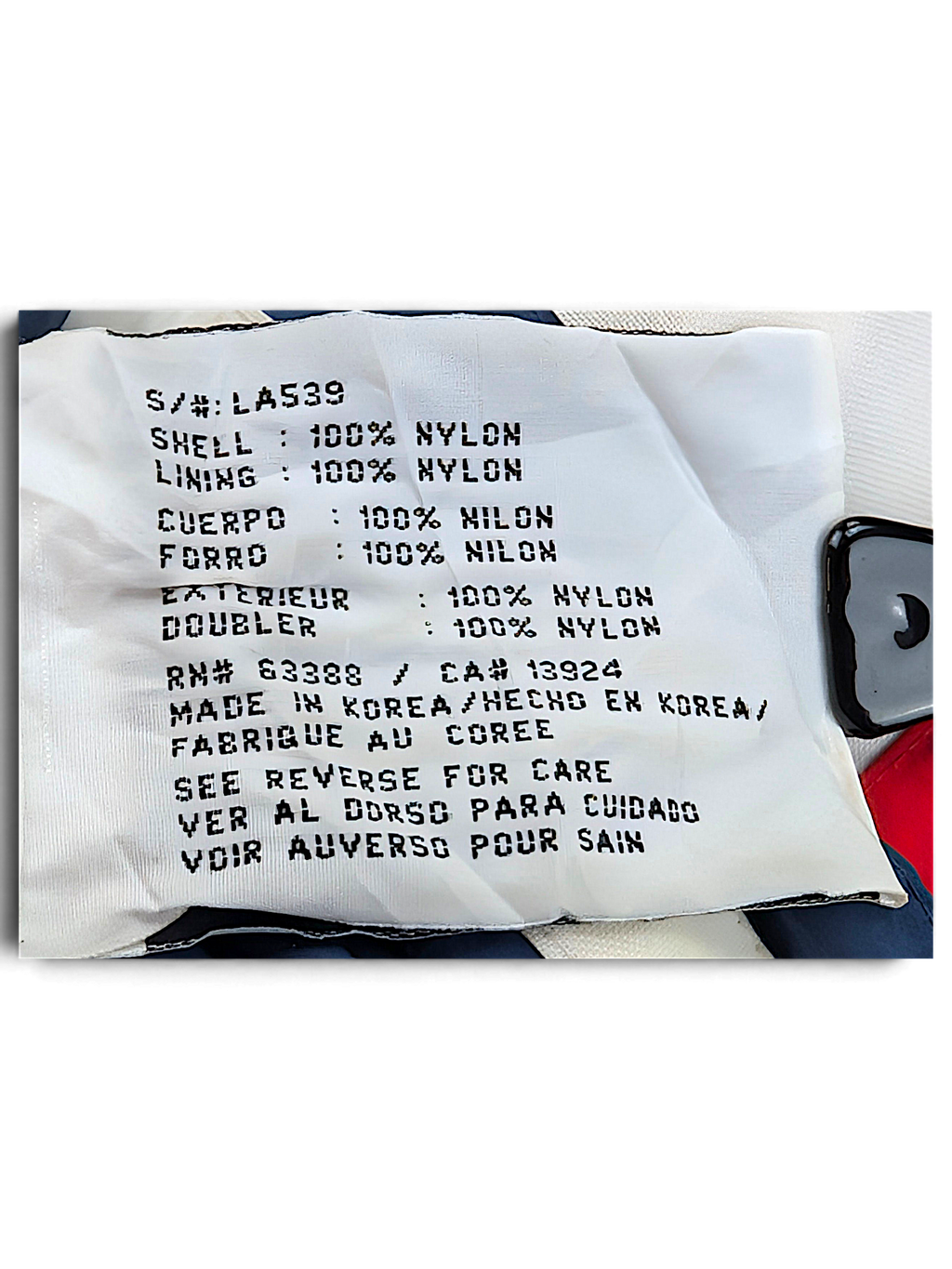 Logo Athletic 1998 Bowling's US Open Jacket; 100% nylon shell and lining label showing Made in Korea.
