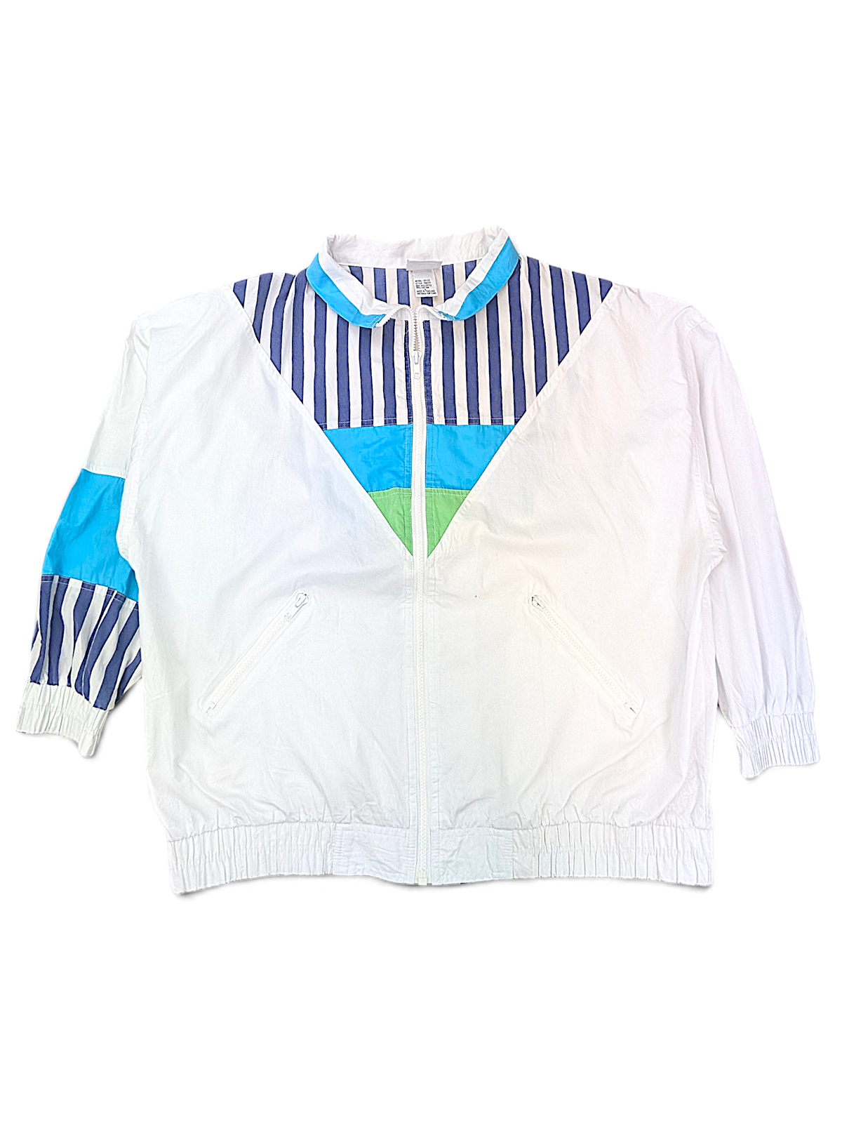 Koret Francisca White Stripe Detail Jacket; Front view with stripe panels and coloured accents.