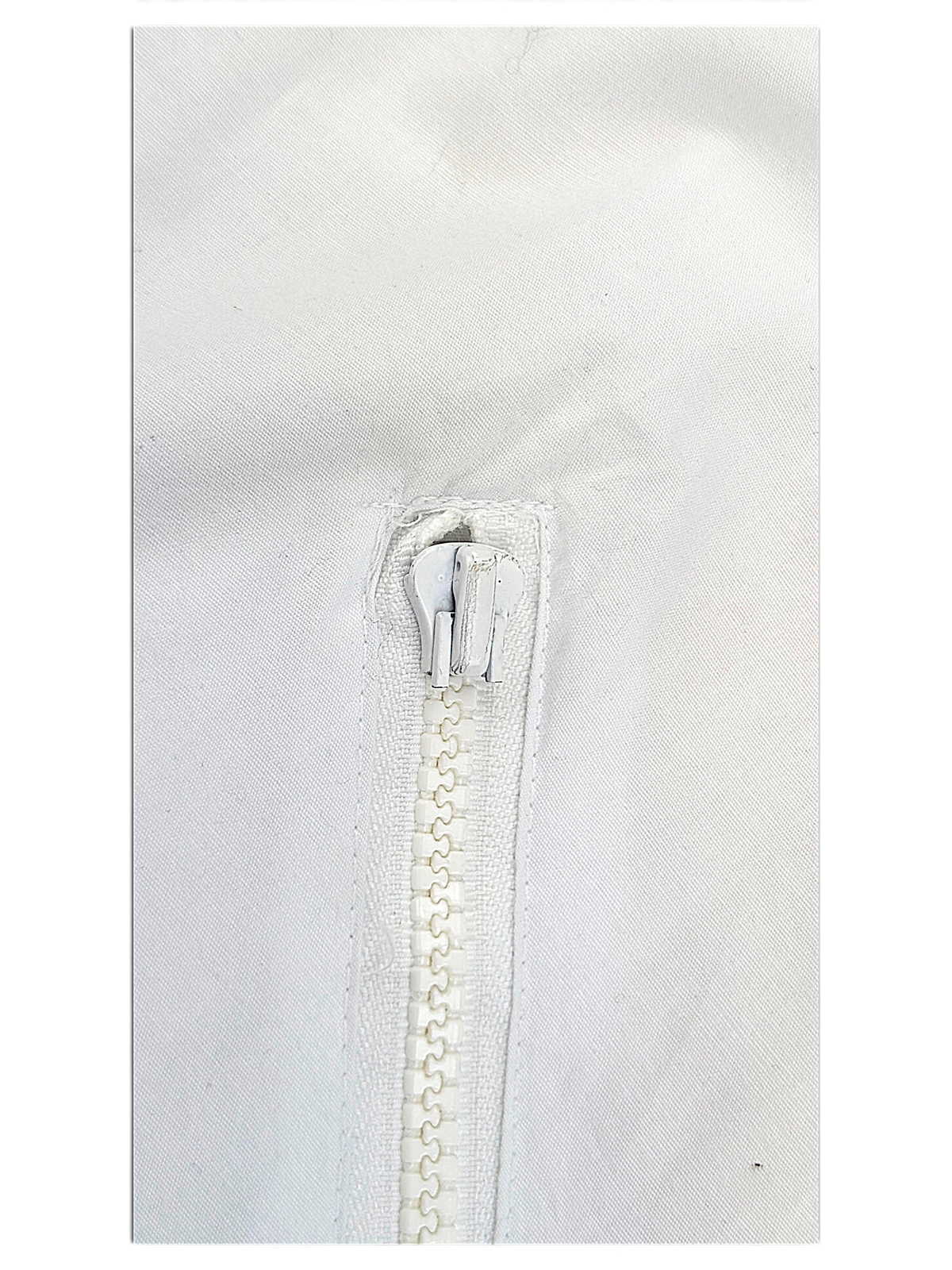 Koret Francisca White Stripe Detail Jacket; Zip and white fabric close-up showing small marks.