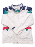 Lifestyles White Geometric Windbreaker – S; front view (image 1 of 5).