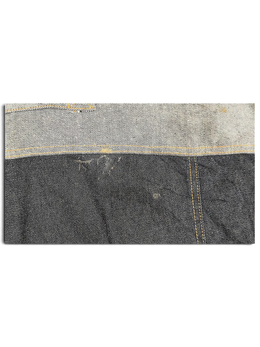 JAKE & IPI VIBES denim jacket featuring a two-tone dark and light blue wash with contrast yellow stitching detail
