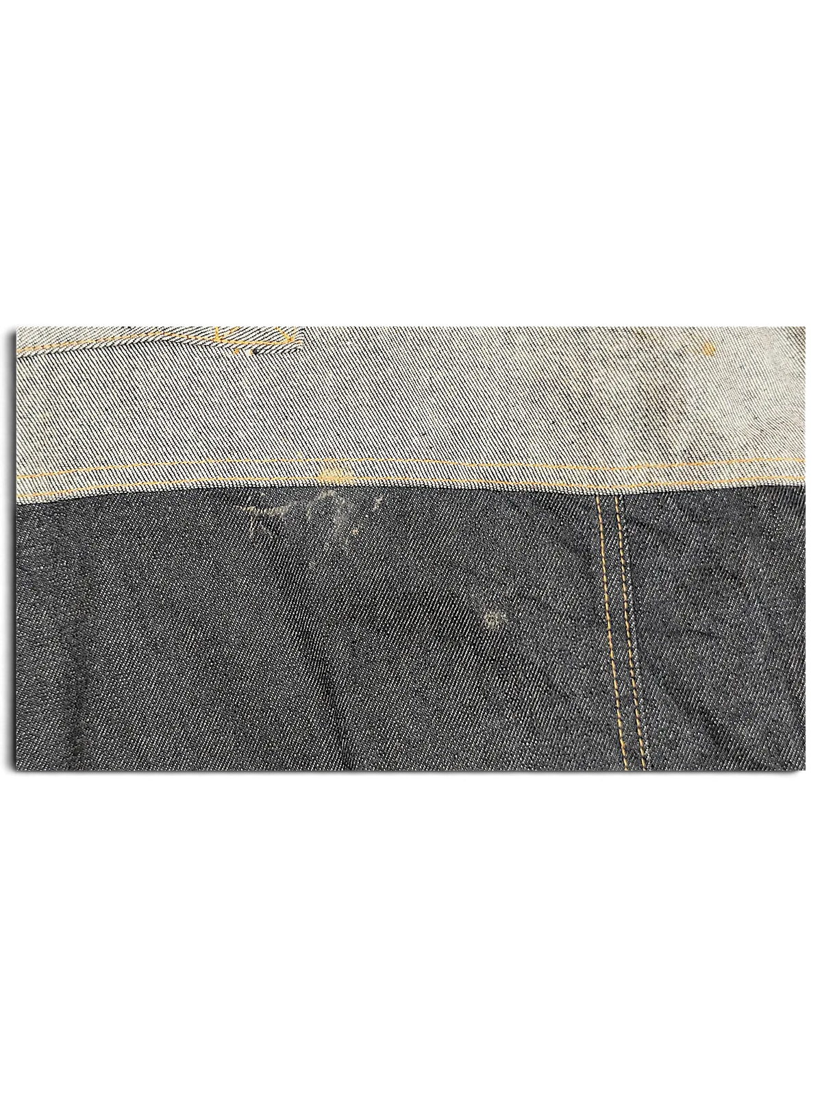 JAKE & IPI VIBES denim jacket featuring a two-tone dark and light blue wash with contrast yellow stitching detail