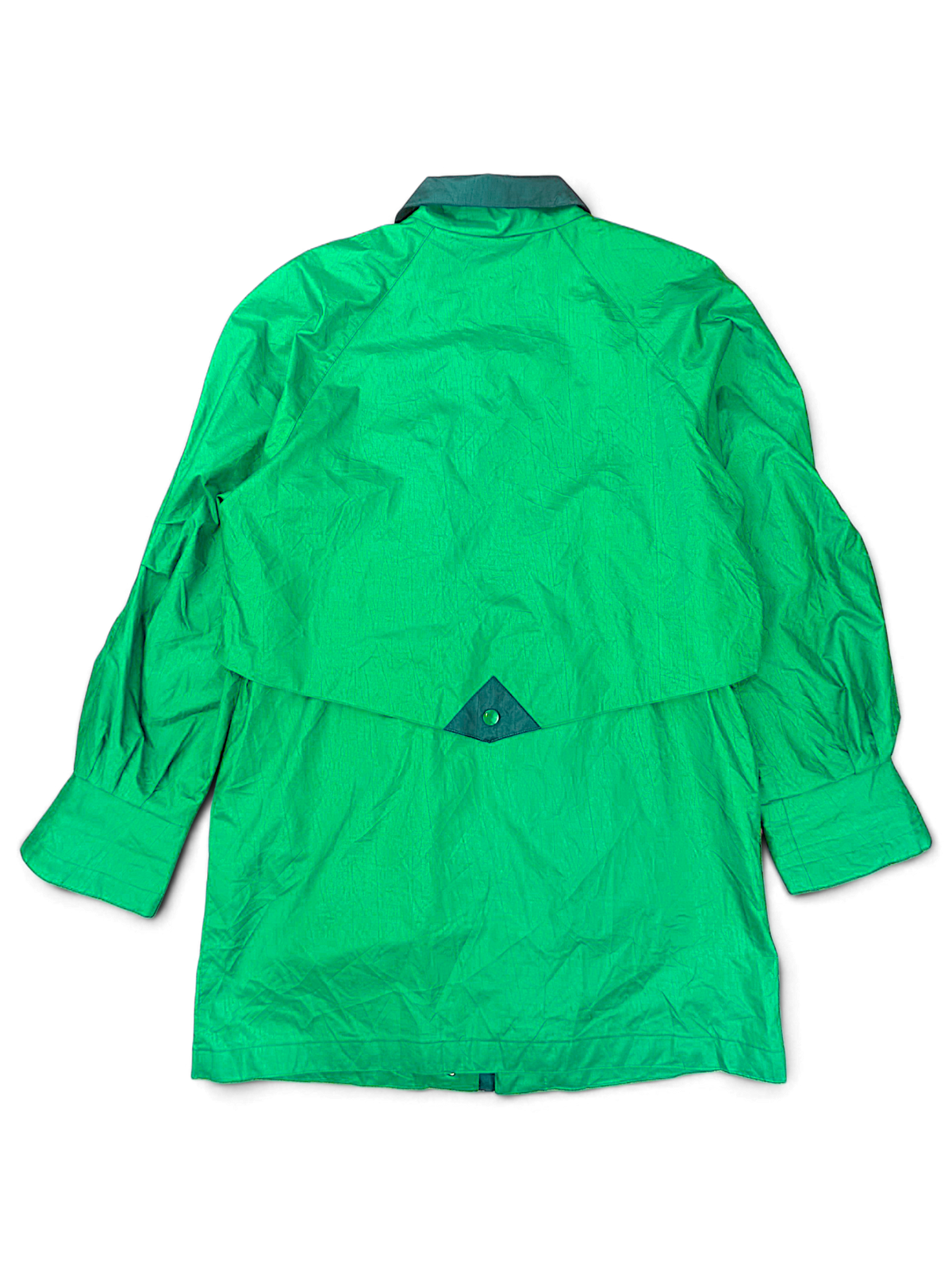 Cabin Creek Petite Green Drawcord Jacket; Back yoke and purple tab detail.