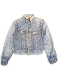 JAKE & IPI vintage light wash blue denim jacket with button-up front and chest pockets