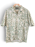 JAKE & IPI vintage 90s Royal Creations Hawaiian shirt in green and white with a geometric floral print