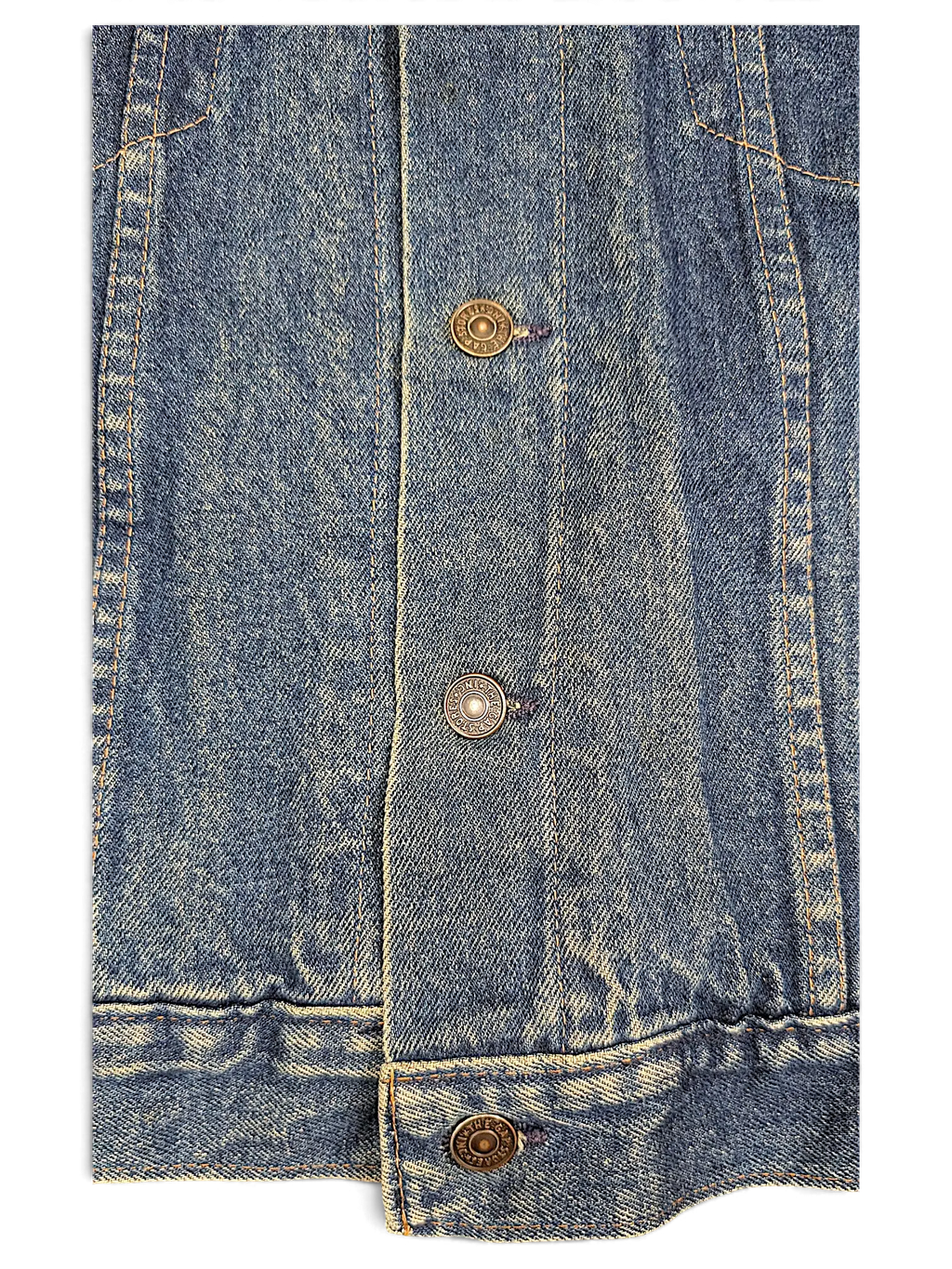 JAKE & IPI vintage Levi's denim jacket featuring blue cotton fabric and branded metallic button details.