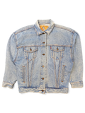 JAKE & IPI vintage light wash denim jacket with button front, dual chest pockets, and a worn Levi's brand tag