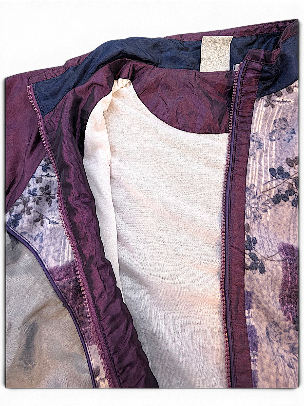 R&R Sport Purple Colourblock Windbreaker; detail view showing fabric, construction, label or condition (image 3 of 6).