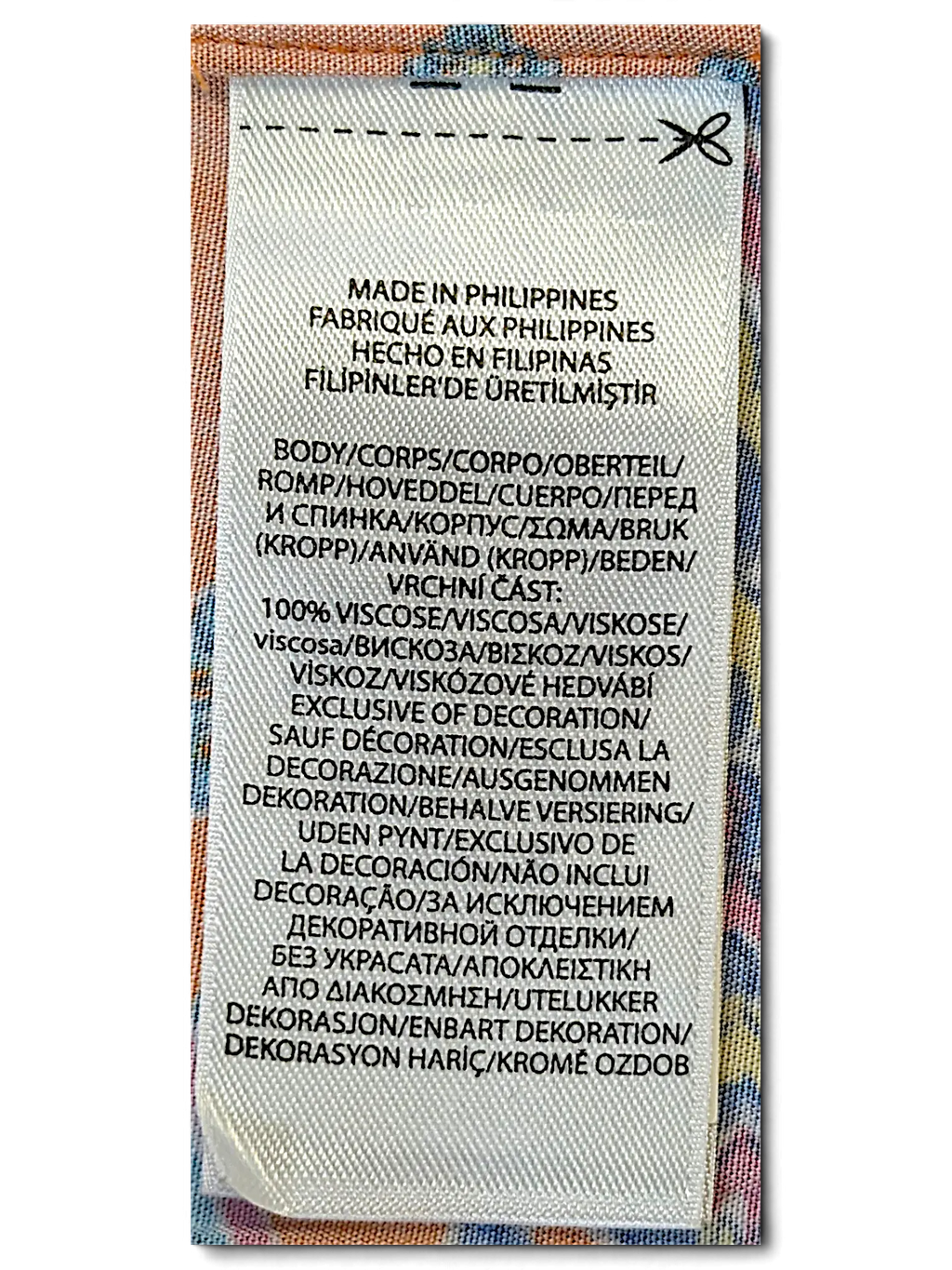 JAKE & IPI IBE Polo Multicolor Shirt 100% viscose fabric care label with multilingual instructions