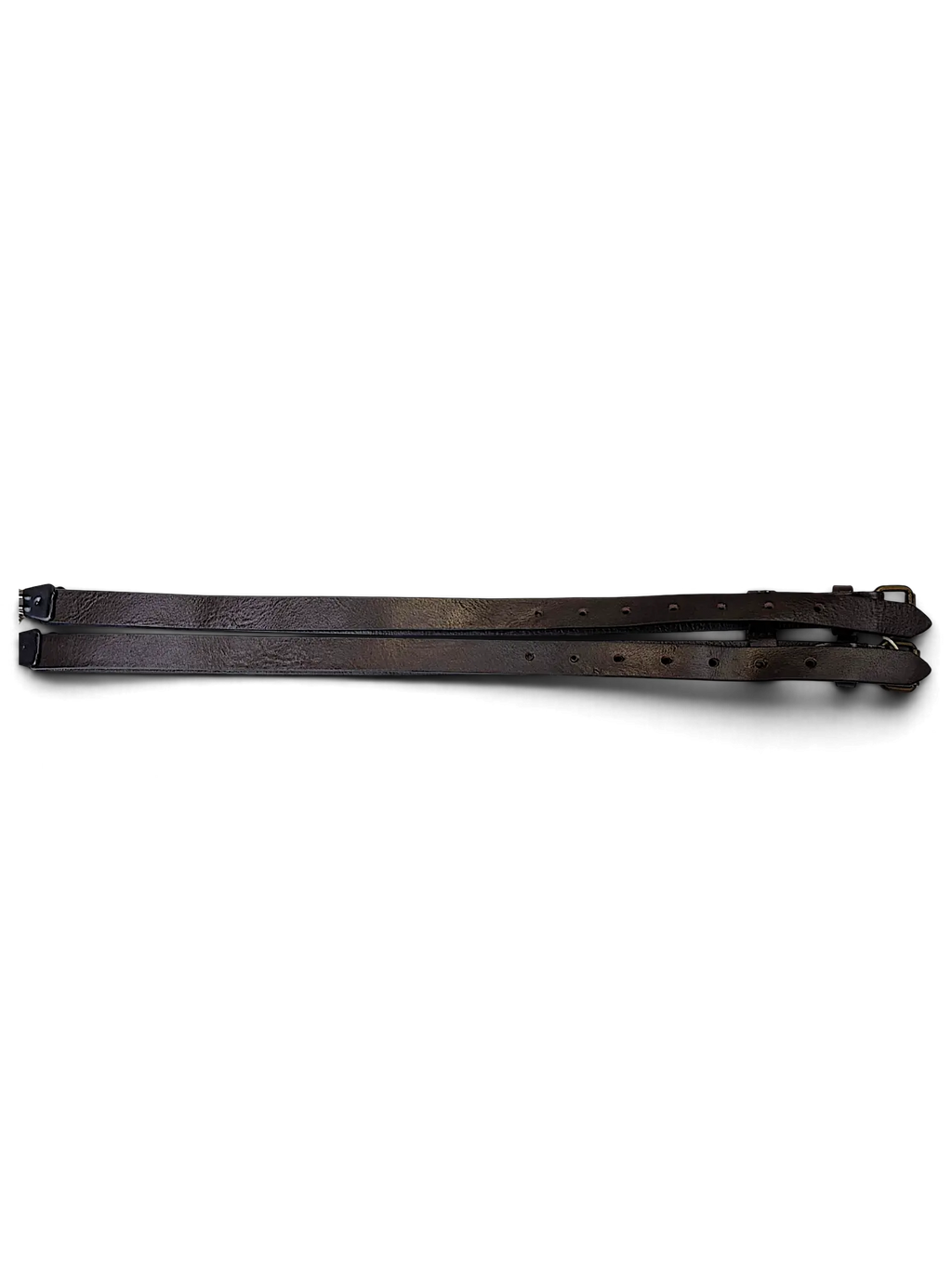 JAKE & IPI Vittozzi double leather belt in dark brown with silver-toned metal hardware and buckle closure.