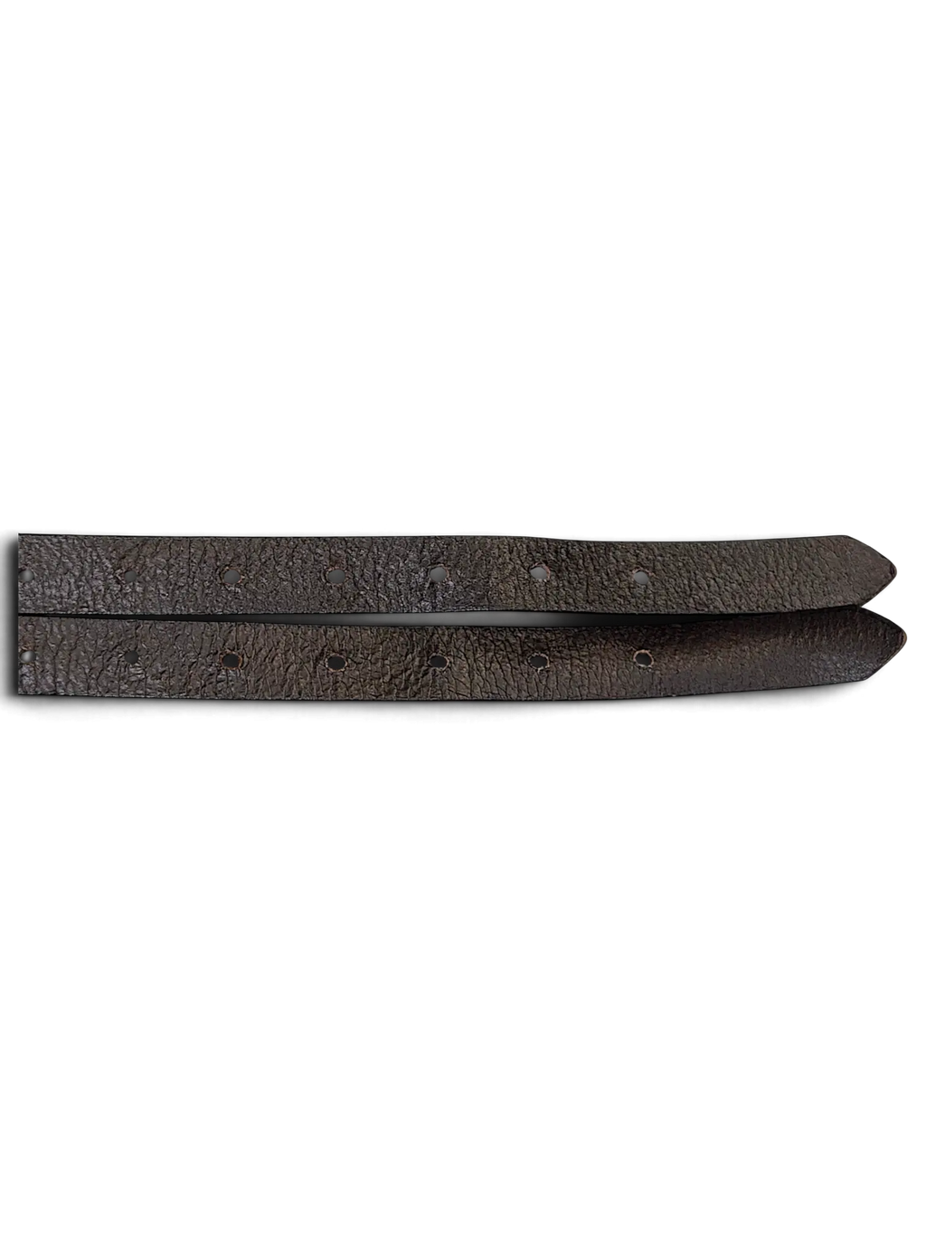 JAKE & IPI Vittozzi double leather belt in dark brown with a textured grain finish and pointed tips.