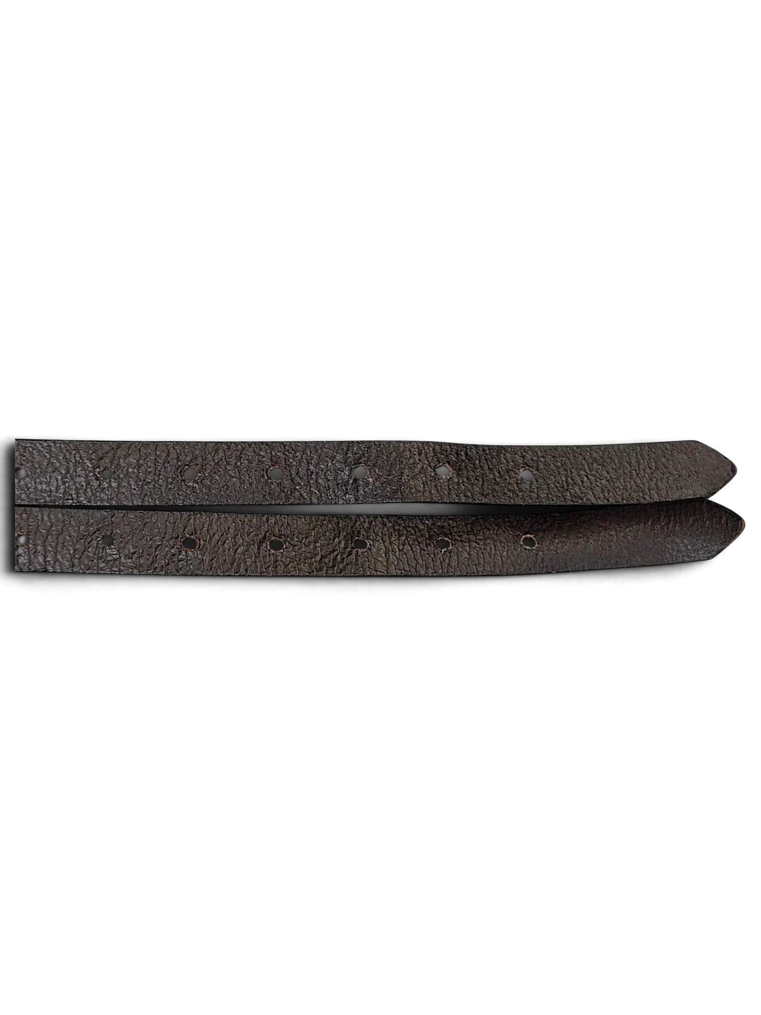 JAKE & IPI Vittozzi double leather belt in dark brown with a textured grain finish and pointed tips.