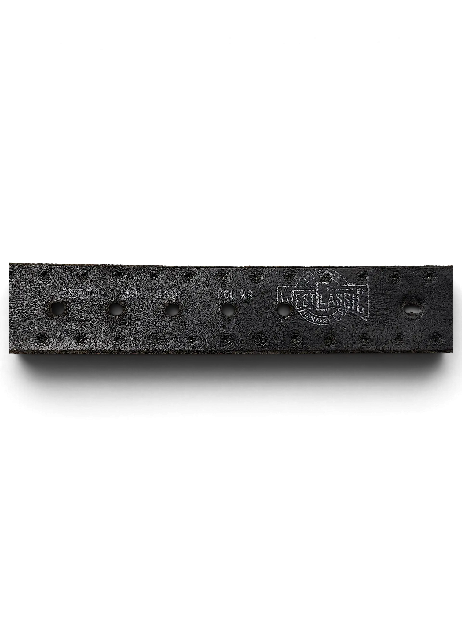 JAKE & IPI West Classic brown leather belt featuring decorative metal studs and stamped branding on the inner strap.