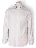 JAKE & IPI white long-sleeve button-down shirt featuring embroidered snake detailing on the collar