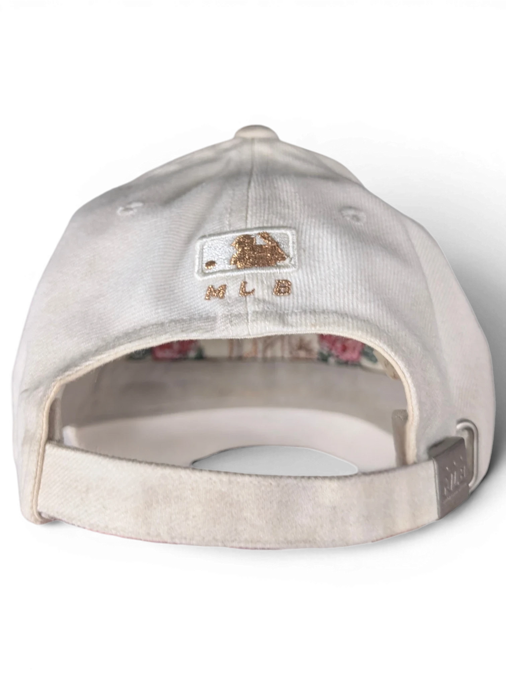 JAKE & IPI white baseball cap with embroidered MLB logo and adjustable strap back view