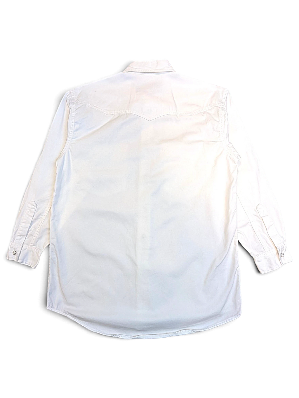 Back view of a white JAKE & IPI Twision shirt featuring a classic western-style yoke and long sleeves.