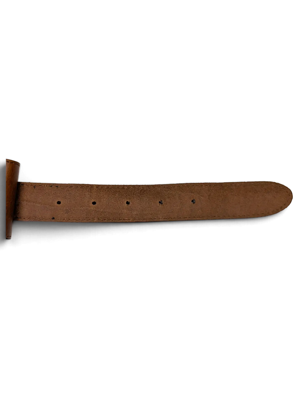 JAKE & IPI wide brown leather belt strap with visible stitching and adjustment holes on a white background