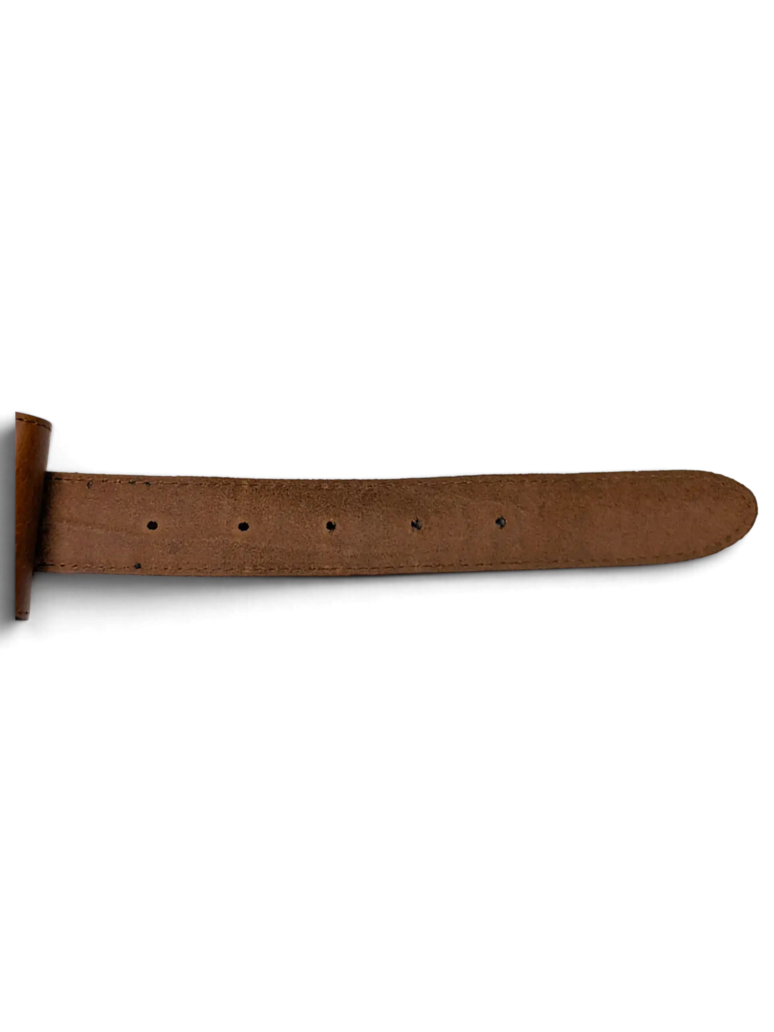 JAKE & IPI wide brown leather belt strap with visible stitching and adjustment holes on a white background