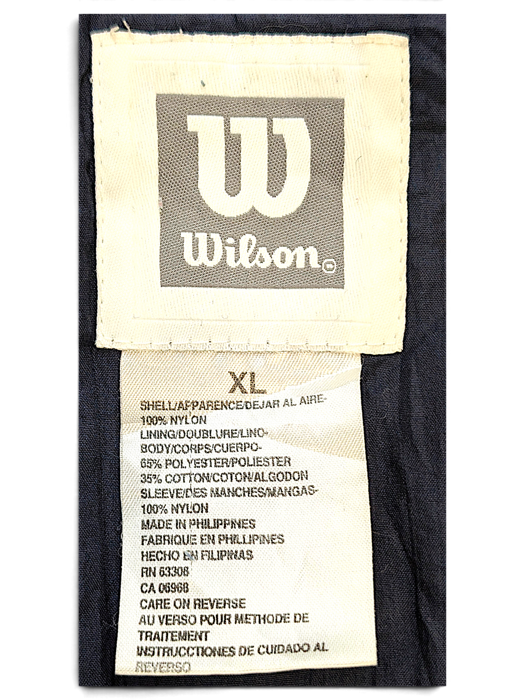 Wilson Navy Colourblock Windbreaker – XL; detail view showing fabric, construction, label or condition (image 6 of 7).