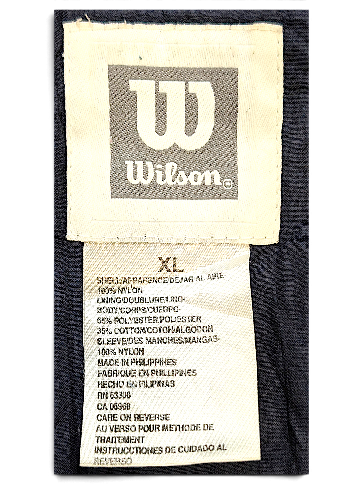 Wilson Navy Colourblock Windbreaker – XL; detail view showing fabric, construction, label or condition (image 6 of 7).