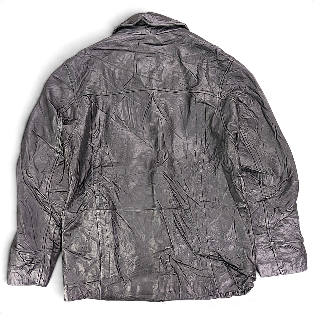 Wilsons Leather Black Genuine Leather Car Coat – M – back view.