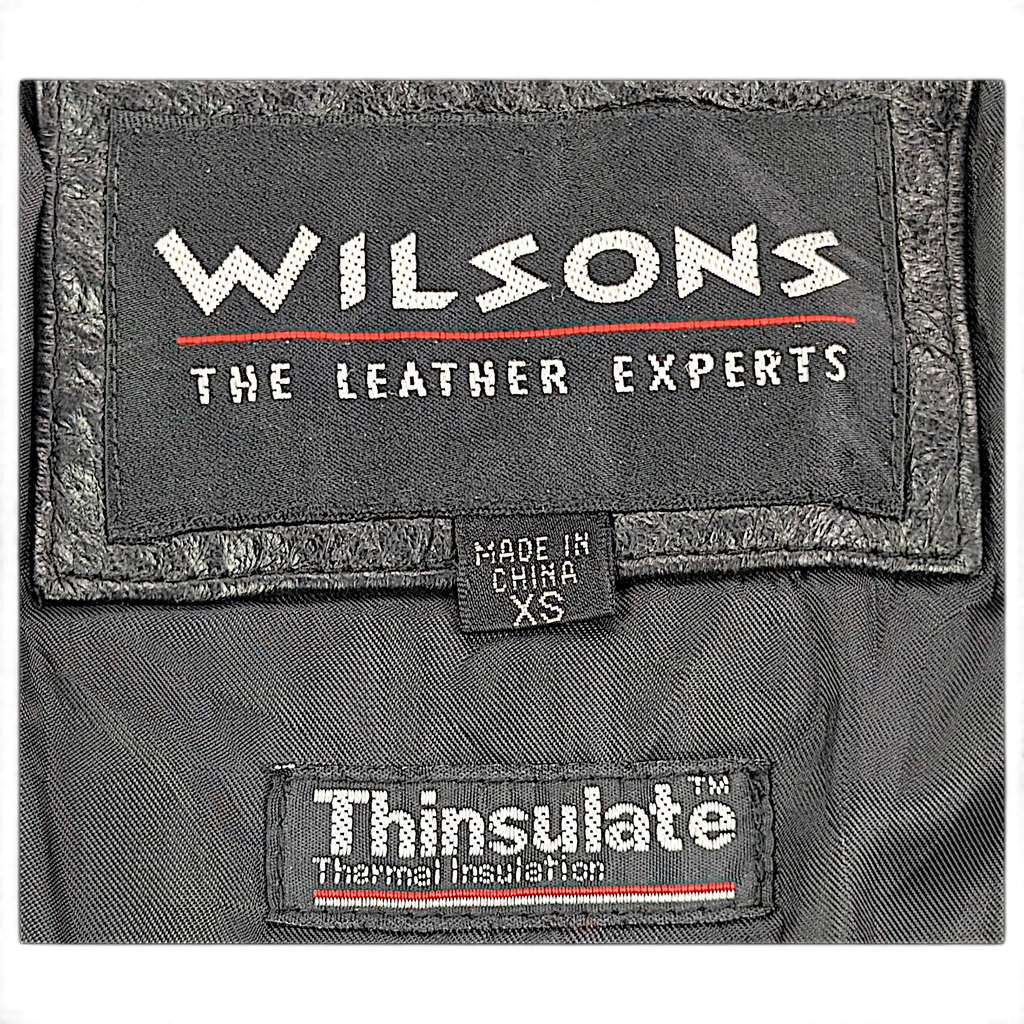 Wilsons Leather Black Thinsulate Belted Leather Coat – XS – Wilsons XS and Thinsulate label.