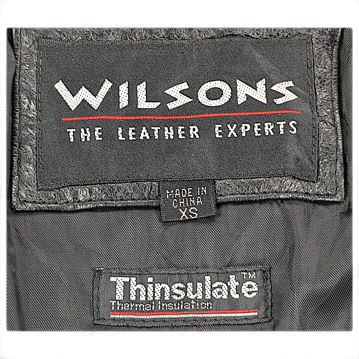Wilsons Leather Black Thinsulate Belted Leather Coat – XS – Wilsons XS and Thinsulate label.