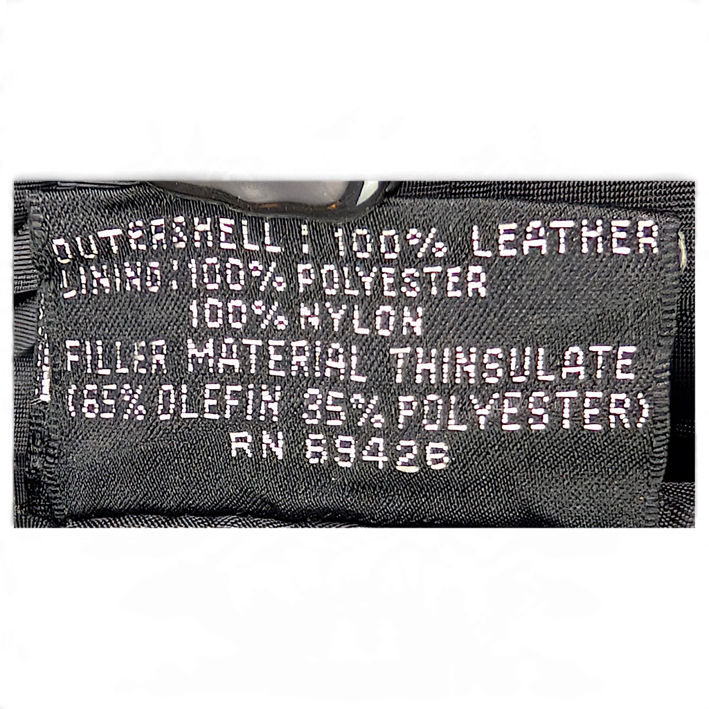 Wilsons Leather Black Thinsulate Belted Leather Coat – XS – composition and Thinsulate label.