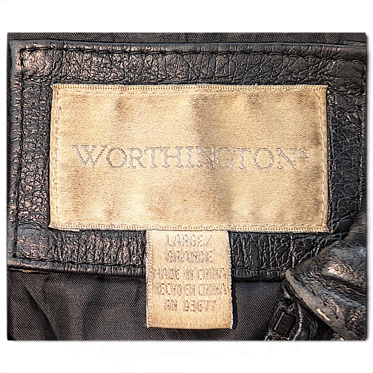 Worthington Black Genuine Leather Zip Jacket – L – detail view 4.