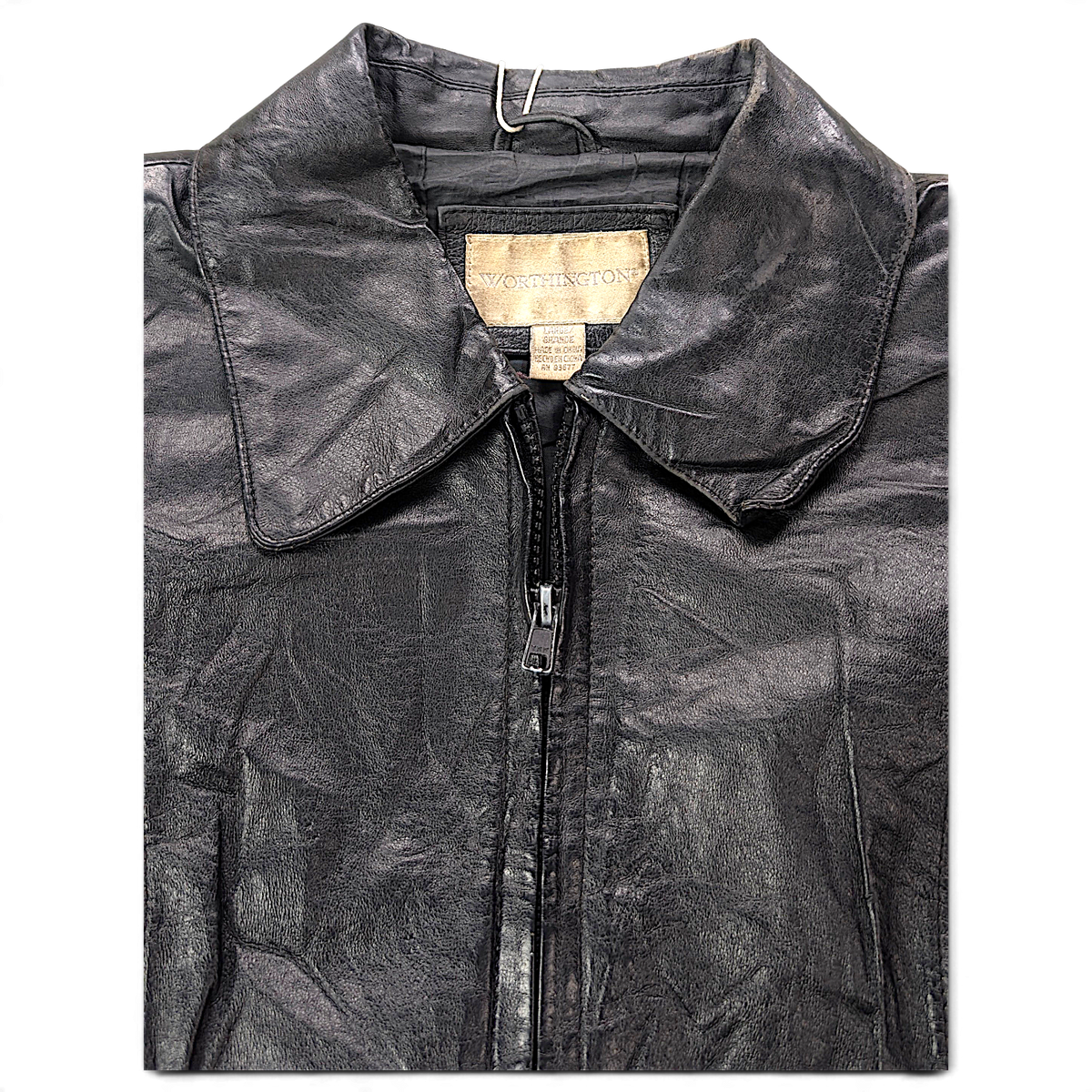 Worthington Black Genuine Leather Zip Jacket – L – detail view 3.