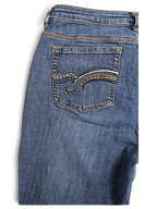 JAKE & IPI pre-owned Wrangler Aura mid blue bootcut jeans featuring curved embroidered back pocket detail