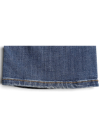 JAKE & IPI pre-owned Wrangler Aura mid blue bootcut jeans hem detail with contrast stitching