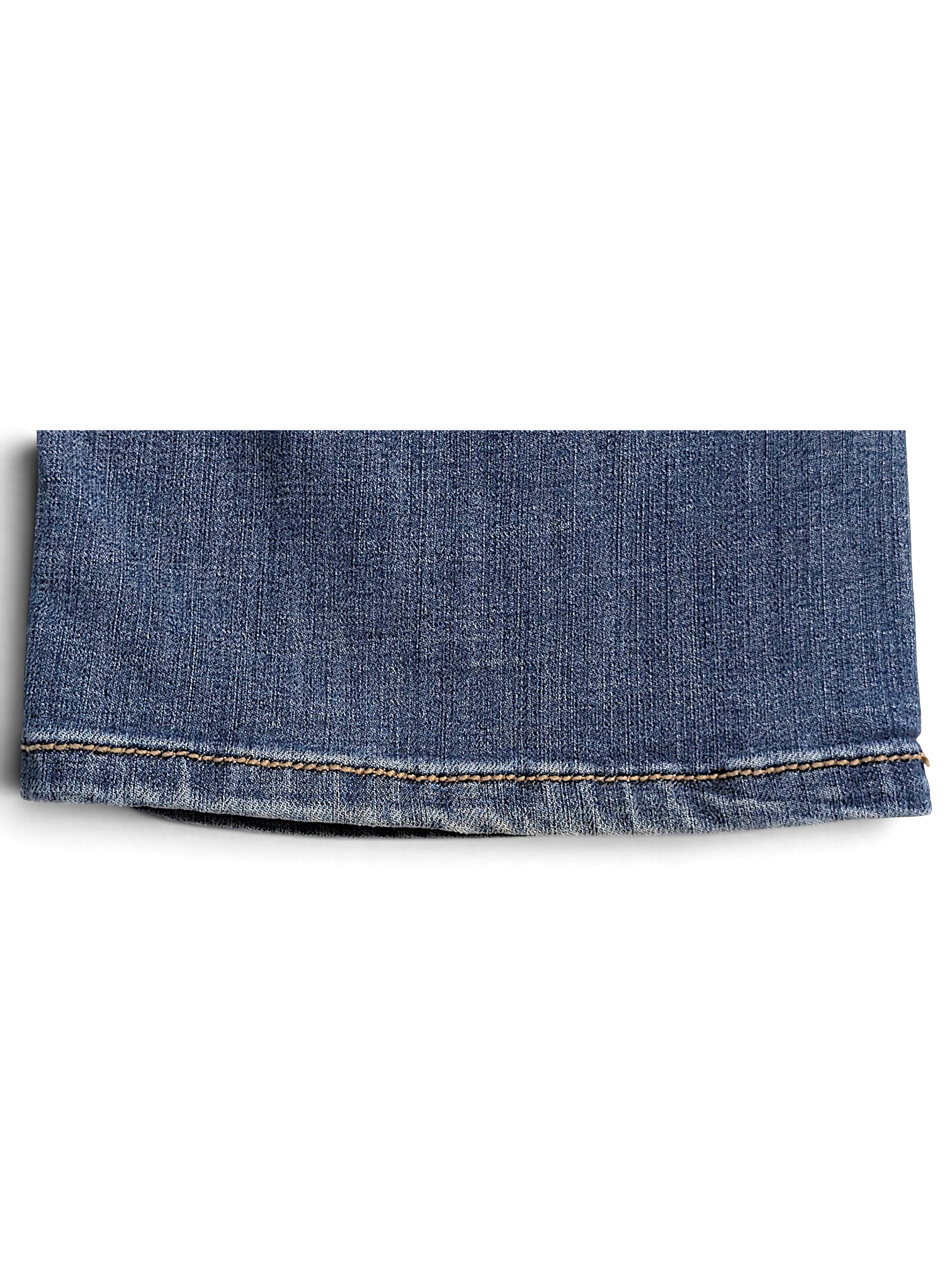 JAKE & IPI pre-owned Wrangler Aura mid blue bootcut jeans hem detail with contrast stitching