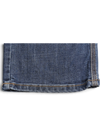 JAKE & IPI pre-owned Wrangler Aura mid blue denim bootcut jeans hem detail with contrast stitching