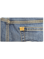 JAKE & IPI pre-owned Wrangler Aura mid blue bootcut jeans featuring detailed contrast stitching on back pockets