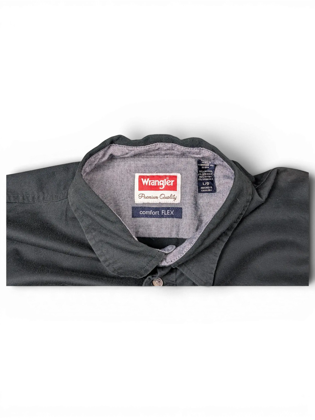 JAKE & IPI Wrangler black short sleeve utility shirt with comfort flex collar label and button front detail