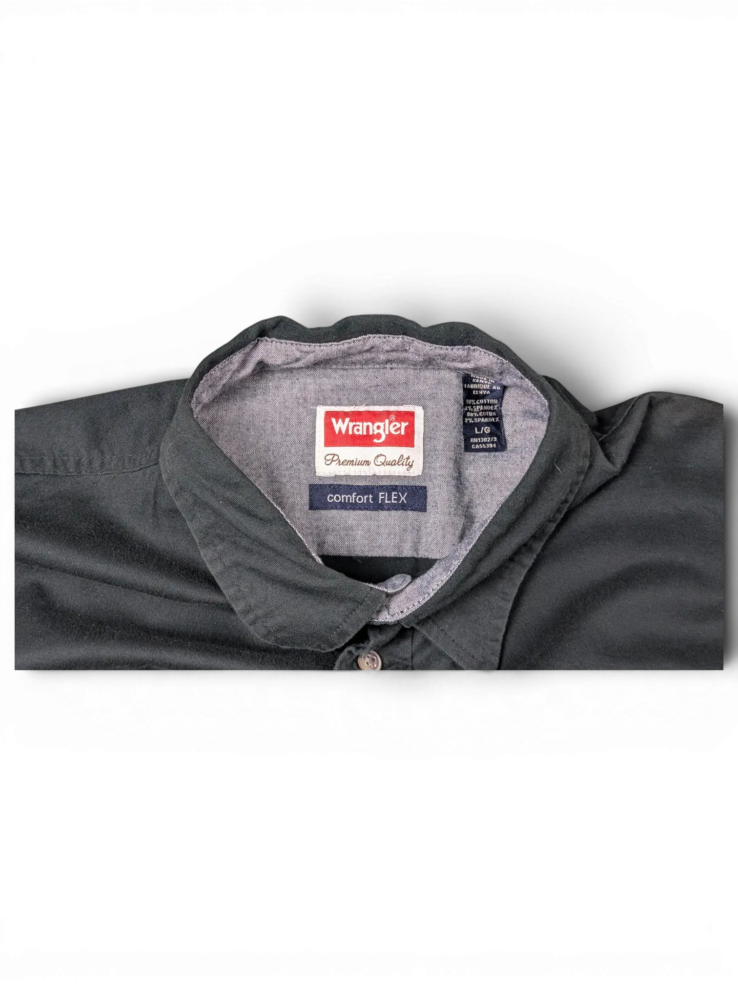 JAKE & IPI Wrangler black short sleeve utility shirt with comfort flex collar label and button front detail